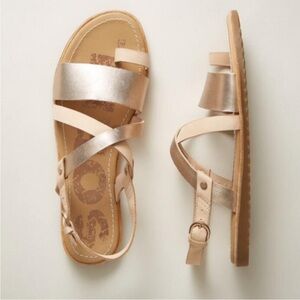 Sorel Women's Metallic Rose Gold and Nude Strappy Sandals